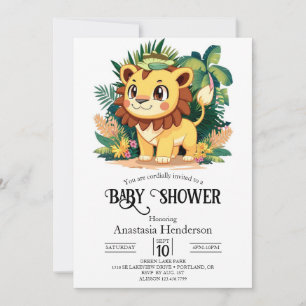 Invitation Baby shower numérique Pastel Whimsical Lion