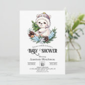 Invitation Baby shower numérique simple Ours polaire à neige (Debout devant)