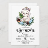 Invitation Baby shower numérique simple Ours polaire à neige (Devant / Derrière)