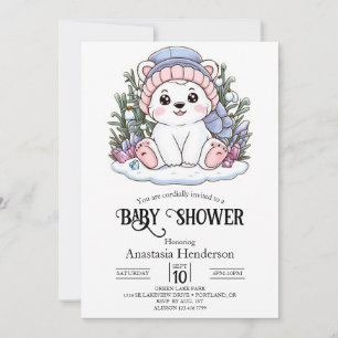 Invitation Baby shower numérique simple Ours polaire Snowflak