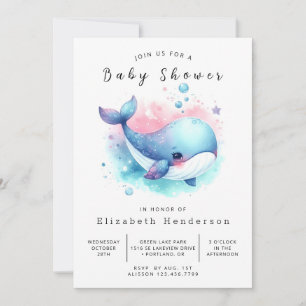 Invitation Baby shower numérique simple pour baleines