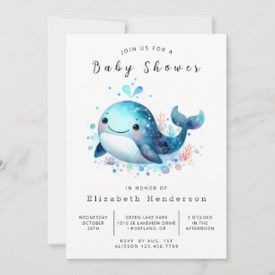 Invitation Baby shower numérique simple pour baleines