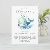 Invitation Baby shower numérique simple pour baleines (Debout devant)