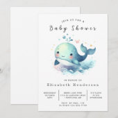 Invitation Baby shower numérique simple pour baleines (Devant / Derrière)