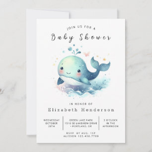 Invitation Baby shower numérique simple pour baleines