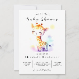 Invitation Baby shower numérique unique en matière de girafe