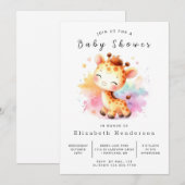 Invitation Baby shower numérique unique en matière de girafe (Devant / Derrière)