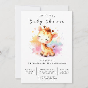 Invitation Baby shower numérique unique en matière de girafe