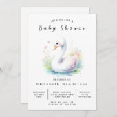 Invitation Baby shower numérique unique pour cygne (Devant / Derrière)