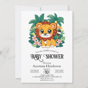 Invitation Baby shower numérique Whimsical Dreamy Lion
