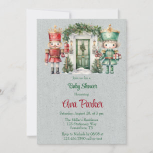Invitation Baby shower Nutcracker rouge et vert