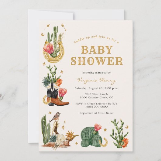 Invitation Baby shower occidental (Devant)