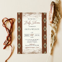 Invitation Baby shower occidental Aztèque, Boho ru
