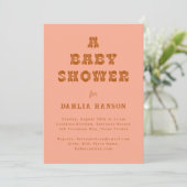 Invitation Baby shower occidental Brown de corail minimal (Debout devant)