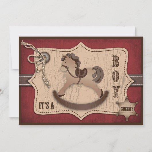 Invitation Baby shower occidental de cheval de basculage de (Devant)