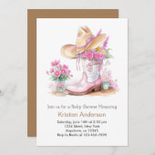 Invitation Baby shower occidental Fleur sauvage (Devant / Derrière)