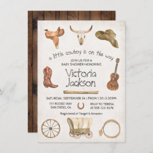 Invitation Baby shower occidental rustique Cowboy