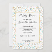 Invitation Baby shower Ocean Blue Gold Confetti (Devant)