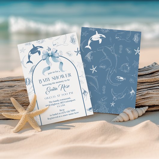 Invitation Baby shower Ocean Blue Sea Life