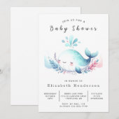 Invitation Baby shower Ocean Digital Whale (Devant / Derrière)