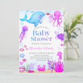 Invitation Baby shower Ocean Girl (Debout devant)
