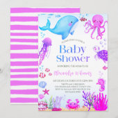 Invitation Baby shower Ocean Girl (Devant / Derrière)