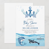 Invitation Baby shower Océan & Mer (Devant / Derrière)