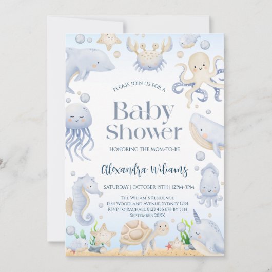 Invitation Baby shower océanique (Devant)
