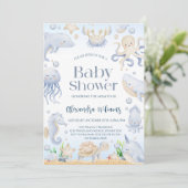 Invitation Baby shower océanique (Debout devant)