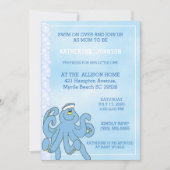Invitation Baby shower octopus bleu mou (Devant)