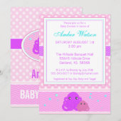 Invitation Baby shower Octopus rose (Devant / Derrière)