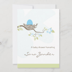 Invitation baby shower - Oeuf bleu dans le nid
