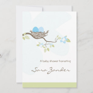 Invitation Baby shower - Oeufs jumeaux bleus dans