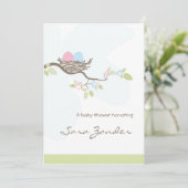Invitation Baby shower - Oeufs jumeaux roses et bl (Debout devant)