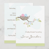 Invitation Baby shower - Oeufs jumeaux roses et bl (Devant / Derrière)