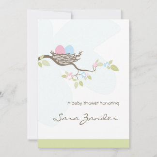 Invitation Baby shower - Oeufs jumeaux roses et bl