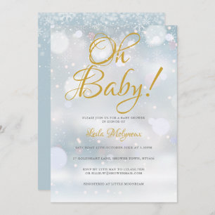 Invitation Baby shower Oh Baby First Snowflakes