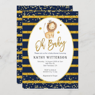 Invitation Baby shower Oh Baby Lion Gold de la Marine