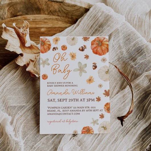 Invitation Baby shower Oh Baby Pumpki