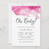 Invitation baby shower | Oh Bébé rose (Devant)