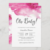 Invitation baby shower | Oh Bébé rose (Devant / Derrière)