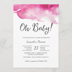 Invitation baby shower Oh Bébé rose