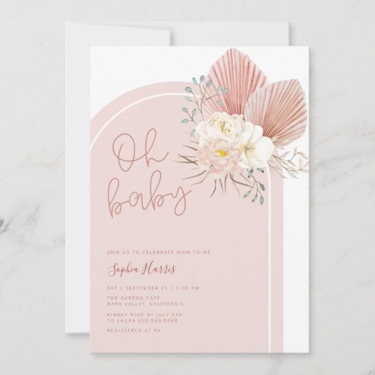 Invitation Baby shower Oh Boho Rose (Devant)