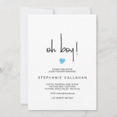 Invitation Baby shower Oh Boy Blue Heart Modern (Devant)