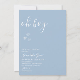 Invitation Baby shower Oh Boy Minimalist bleu
