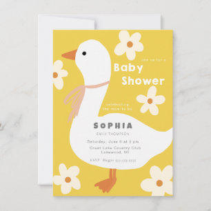 Invitation Baby Shower Oie Blanche et Marguerites
