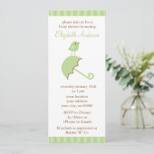 Invitation Baby shower Oiseau Parapluie Vert (Debout devant)