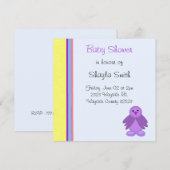 Invitation Baby Shower Oiseau Violet (Devant / Derrière)