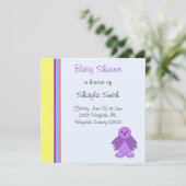 Invitation Baby Shower Oiseau Violet (Debout devant)