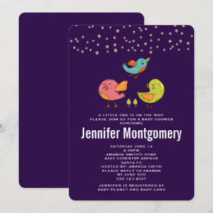 Invitation Baby Shower Oiseaux Colorés Mignons et Fantaisiste